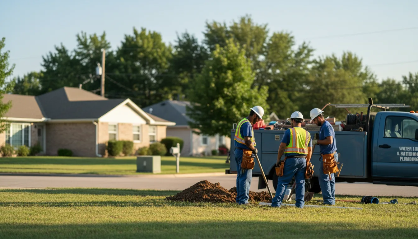 Residential water line and bathroom plumbing service in Mays, IN